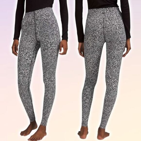 LULULEMON InStill High-Rise Tight 28" Sz 10 Warped Grain Alpine White Black - Picture 1 of 8